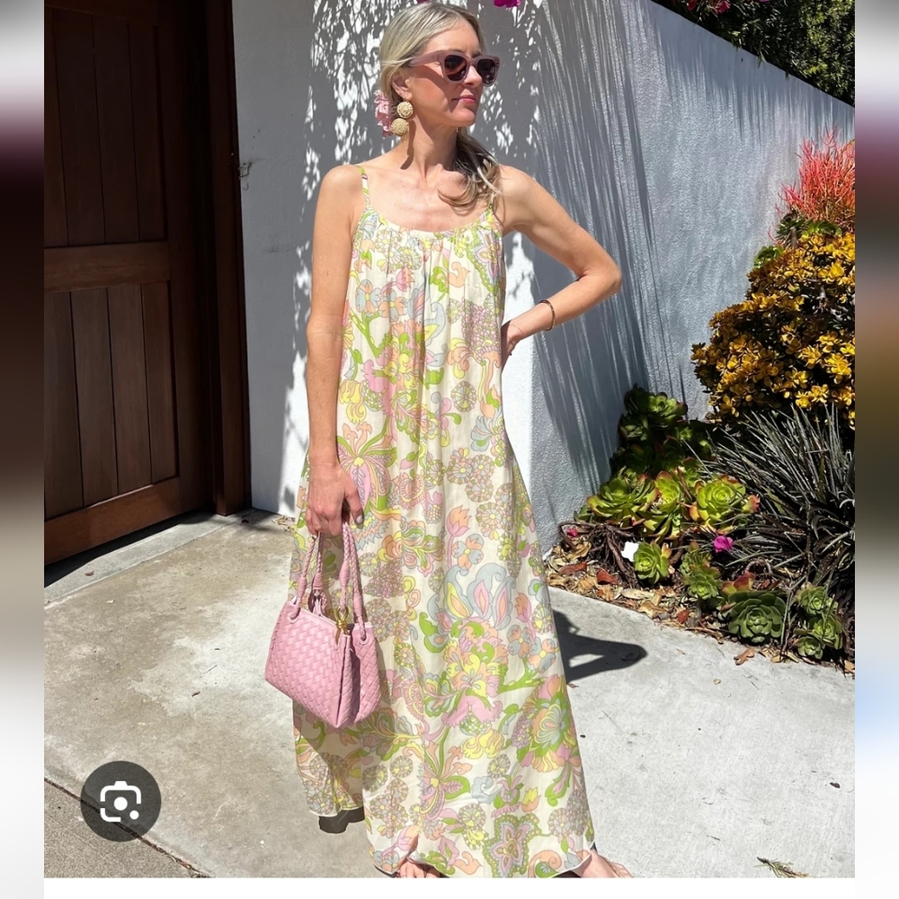 Flowing Floral Maxi Dress in Pastel Multicolor - Women's